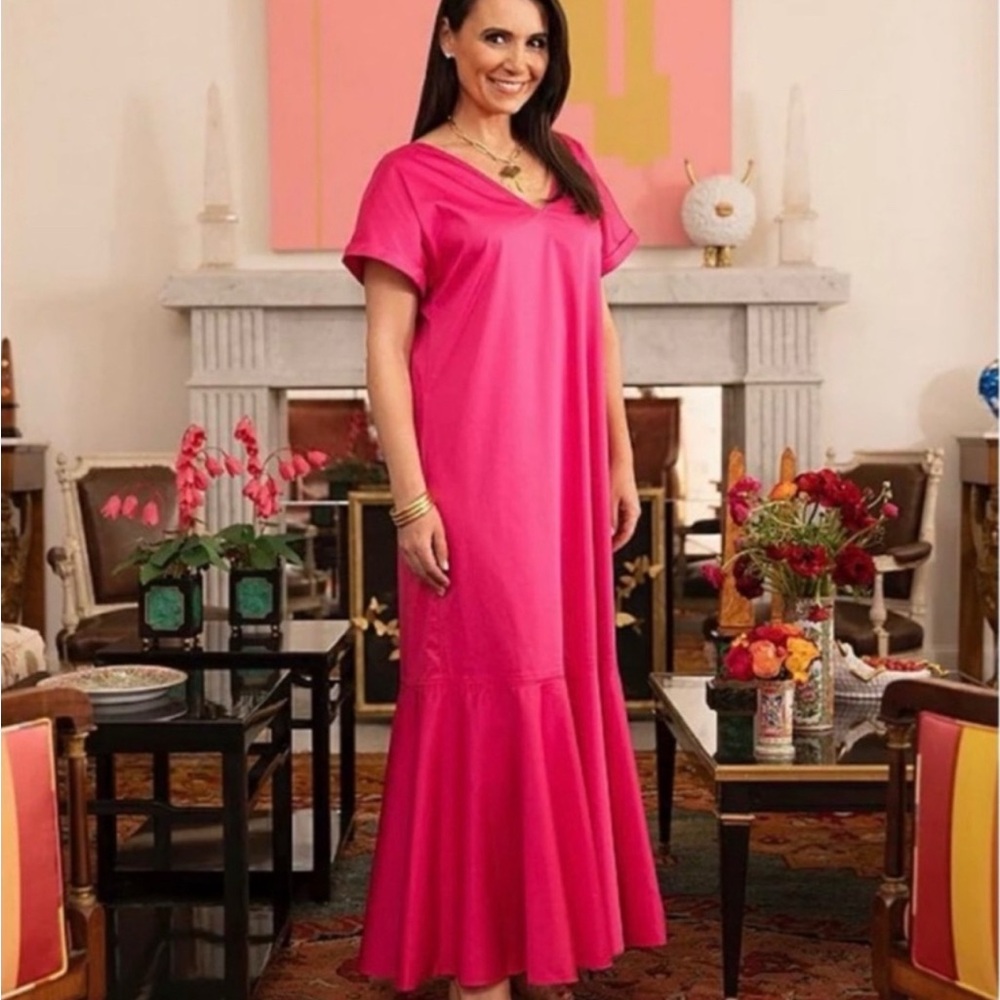Antonio Melani x Kimberly Whitman Myrna Dress Pink Flounce Hem Maxi 8 NWT